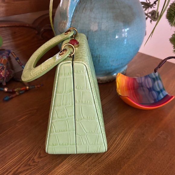STAUD Pistachio Crocodile-Embossed Mini Bag. - Picture 5 of 6